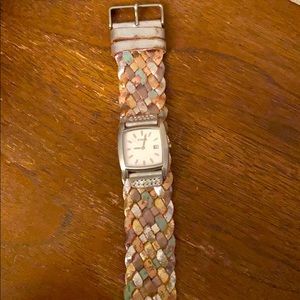 Leather braided fossil watch